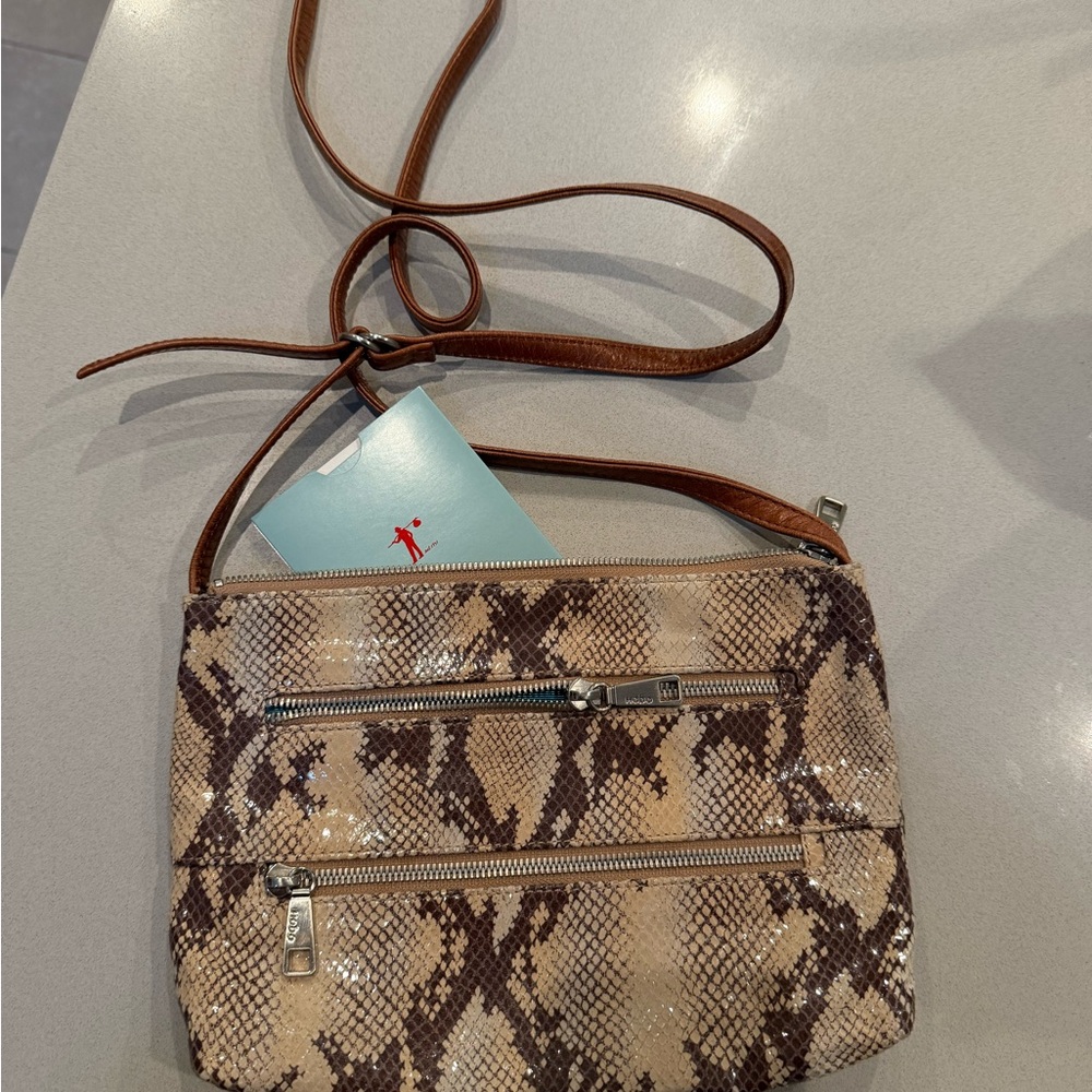 HOBO leather Snakeskin brown Crossbody Bag NWOT